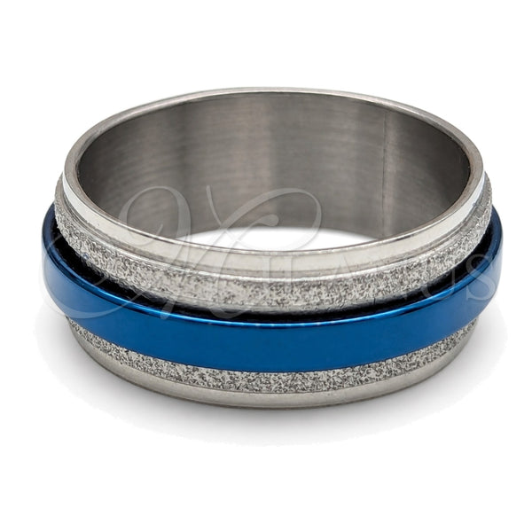 Anillo de Hombre 01.63.0633.07 Acero Inoxidable, Esmaltado Azul, Tono Plateado (Size 7)