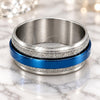 Anillo de Hombre 01.63.0633.08 Acero Inoxidable, Esmaltado Azul, Tono Plateado (Tamaño 8)