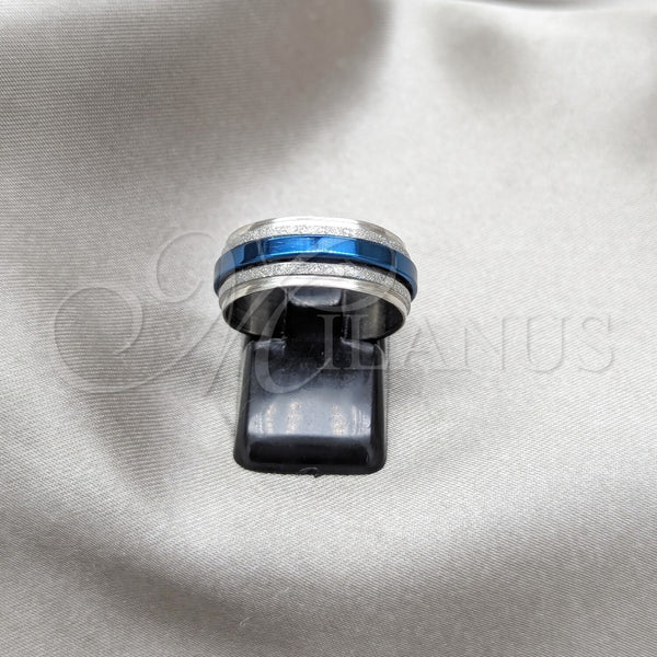 Anillo de Hombre 01.63.0633.08 Acero Inoxidable, Esmaltado Azul, Tono Plateado (Size 8)