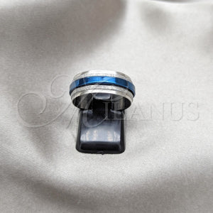 Anillo de Hombre 01.63.0633.08 Acero Inoxidable, Esmaltado Azul, Tono Plateado (Size 8)