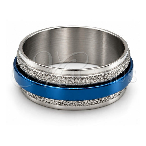 Anillo de Hombre 01.63.0633.08 Acero Inoxidable, Esmaltado Azul, Tono Plateado (Tamaño 8)