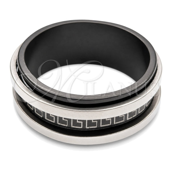 Anillo de Hombre 01.63.0634.06 Acero Inoxidable, Diseño de Duplo, Pulido Negro, Rodinado Negro (Size 6)