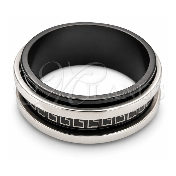 Anillo de Hombre 01.63.0634.08 Acero Inoxidable, Diseño de Duplo, Pulido Negro, Rodinado Negro (Tamaño 8)