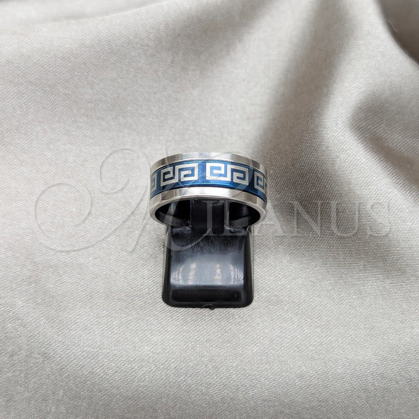 Anillo de Hombre 01.63.0635.08 Acero Inoxidable, Diseño de Triple, Esmaltado Azul, Tono Plateado (Size 8)