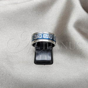 Anillo de Hombre 01.63.0635.08 Acero Inoxidable, Diseño de Triple, Esmaltado Azul, Tono Plateado (Size 8)