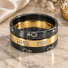 Anillo de Hombre 01.63.0638.08 Acero Inoxidable, Diseño de Amor y Triple, Esmaltado Negro, Tono Dorado (Tamaño 8)