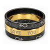 Anillo de Hombre 01.63.0638.08 Acero Inoxidable, Diseño de Amor y Triple, Esmaltado Negro, Tono Dorado (Tamaño 8)