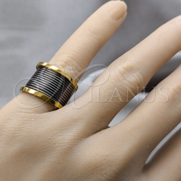 Anillo de Hombre 01.63.0639.06 Acero Inoxidable, Diseño de Espiral, Pulido, Tono Dorado (Size 6)