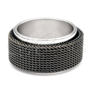 Anillo de Hombre 01.63.0640.06 Acero Inoxidable, Diseño de Duplo, Esmaltado Negro, Tono Plateado (Size 6)