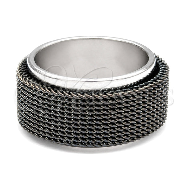 Anillo de Hombre 01.63.0640.06 Acero Inoxidable, Diseño de Duplo, Esmaltado Negro, Tono Plateado (Size 6)