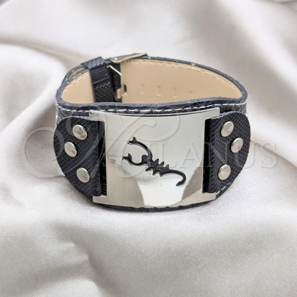 Pulsera Solida 03.63.22146.09 Acero Inoxidable, Diseño de Escorpión, Pulido, Tono Plateado (40 MM Thickness, 9 Inches Length)
