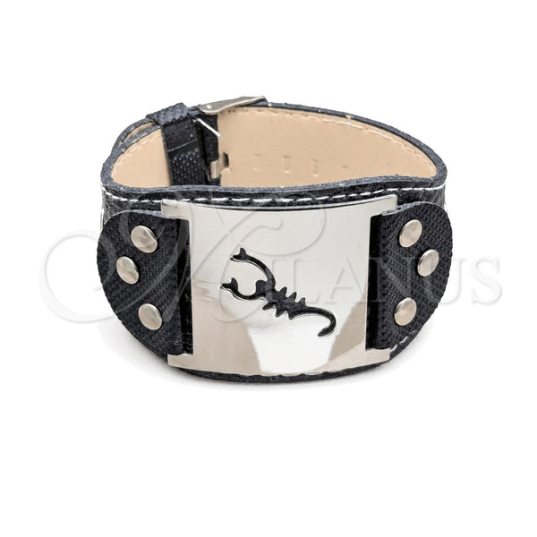 Pulsera Solida 03.63.22146.09 Acero Inoxidable, Diseño de Escorpión, Pulido, Tono Plateado (40 MM Thickness, 9 Inches Length)