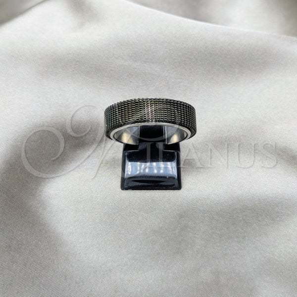 Anillo de Hombre 01.63.0640.07 Acero Inoxidable, Diseño de Duplo, Esmaltado Negro, Tono Plateado (Size 7)