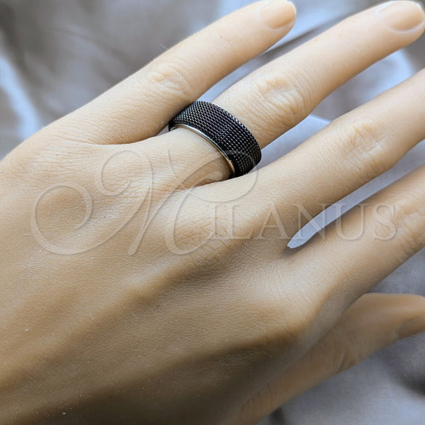Anillo de Hombre 01.63.0640.08 Acero Inoxidable, Diseño de Duplo, Esmaltado Negro, Tono Plateado (Size 8)