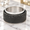 Anillo de Hombre 01.63.0640.08 Acero Inoxidable, Diseño de Duplo, Esmaltado Negro, Tono Plateado (Tamaño 8)