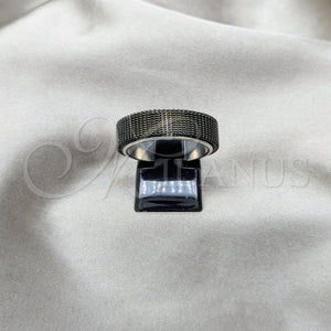 Anillo de Hombre 01.63.0640.08 Acero Inoxidable, Diseño de Duplo, Esmaltado Negro, Tono Plateado (Size 8)