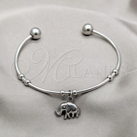 Aro Individual 07.63.0208 Acero Inoxidable, Diseño de Elefante, Pulido, Tono Plateado (04 MM Thickness, One size fits all)