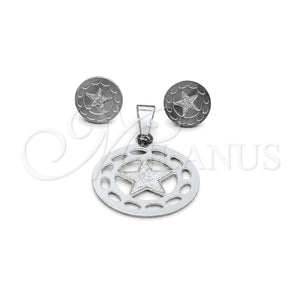Juego de Arete y Dije de Adulto 10.63.0616 Acero Inoxidable, Diseño de Estrella, Pulido Blanco, Tono Plateado