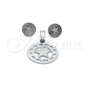 Juego de Arete y Dije de Adulto 10.63.0616 Acero Inoxidable, Diseño de Estrella, Pulido Blanco, Tono Plateado