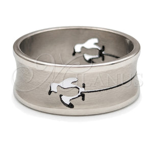 Anillo de Hombre 01.63.0641.06 Acero Inoxidable, Diseño de Serpiente y Pajaro, Pulido Negro, Tono Plateado (Size 6)