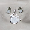 Juego de Arete y Dije de Adulto 10.63.0618 Acero Inoxidable, Diseño de Cisne, con Blanca Zirconia Cubica, Pulido, Tono Plateado