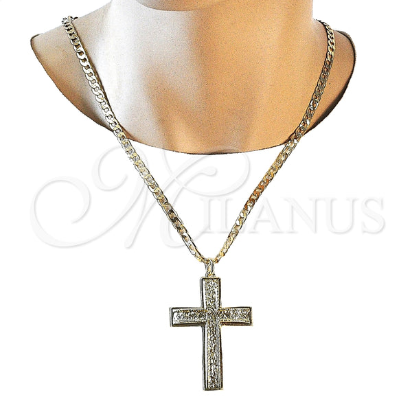 Dije Religioso 05.63.1233 Oro Laminado, Diseño de Cruz, Pulido, Tono Dorado