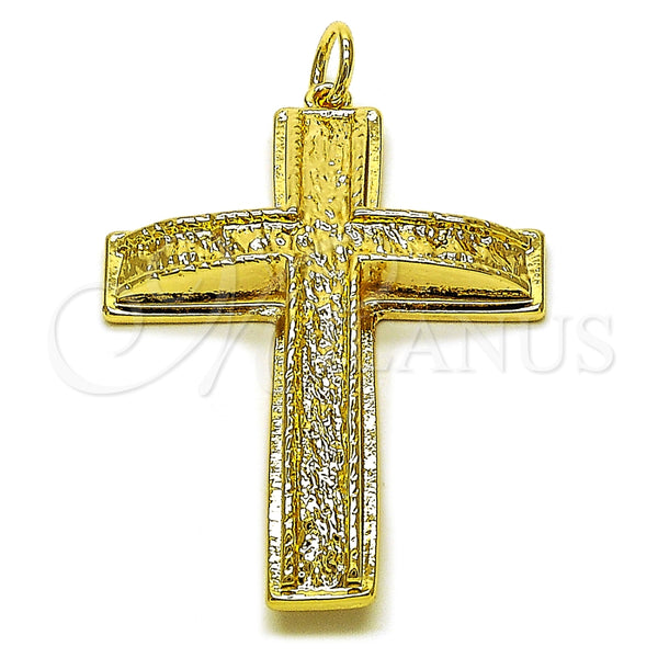 Dije Religioso 05.63.1233 Oro Laminado, Diseño de Cruz, Pulido, Tono Dorado