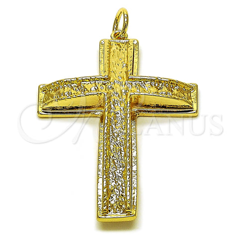 Dije Religioso 05.63.1233 Oro Laminado, Diseño de Cruz, Pulido, Tono Dorado