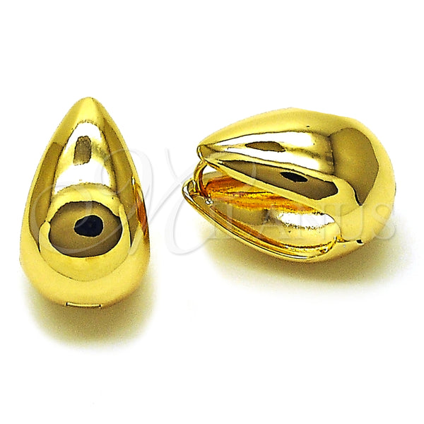 Argolla Huggie 02.195.0367.18 Oro Laminado, Diseño de Gota, Pulido, Tono Dorado