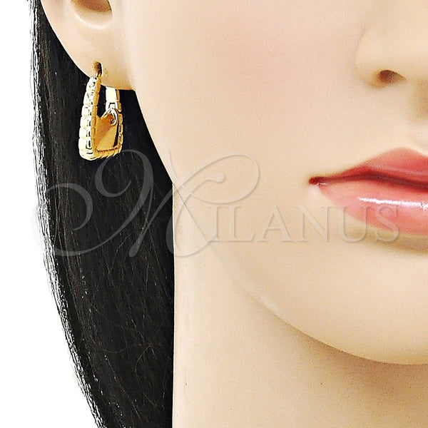 Argolla Huggie 02.195.0368.20 Oro Laminado, Diseño de Cartera y Candado, Pulido, Tono Dorado