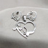 Juego de Arete y Dije de Adulto 10.63.0624 Acero Inoxidable, Diseño de Mariposa y Corazón, con Blanca Cristal, Pulido Blanco, Tono Plateado