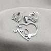 Juego de Arete y Dije de Adulto 10.63.0624 Acero Inoxidable, Diseño de Mariposa y Corazón, con Blanca Cristal, Pulido Blanco, Tono Plateado