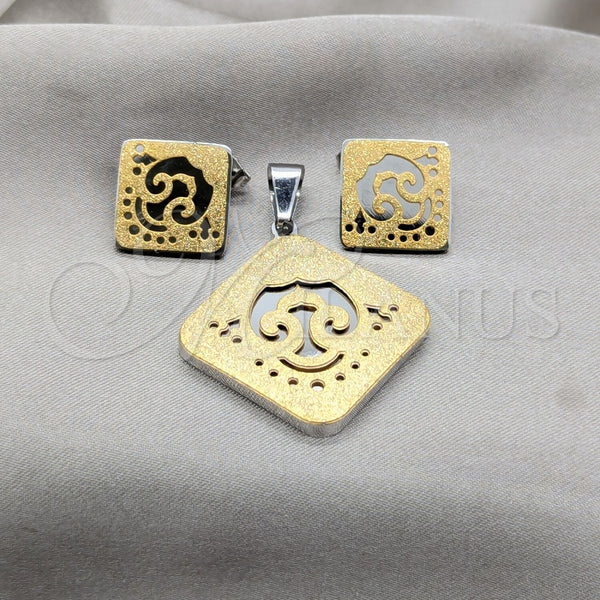 Juego de Arete y Dije de Adulto 10.63.0627 Acero Inoxidable, Pulido Blanco, Tono Plateado