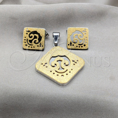 Juego de Arete y Dije de Adulto 10.63.0627 Acero Inoxidable, Pulido Blanco, Tono Plateado