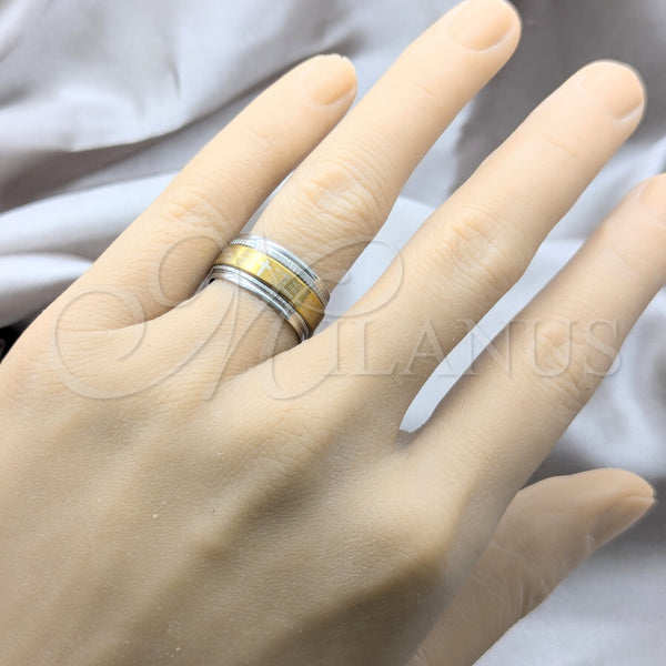 Anillo de Hombre 01.63.0642.07 Acero Inoxidable, Diseño de Cruz y Duplo, Pulido, Dos Tonos (Size 7)