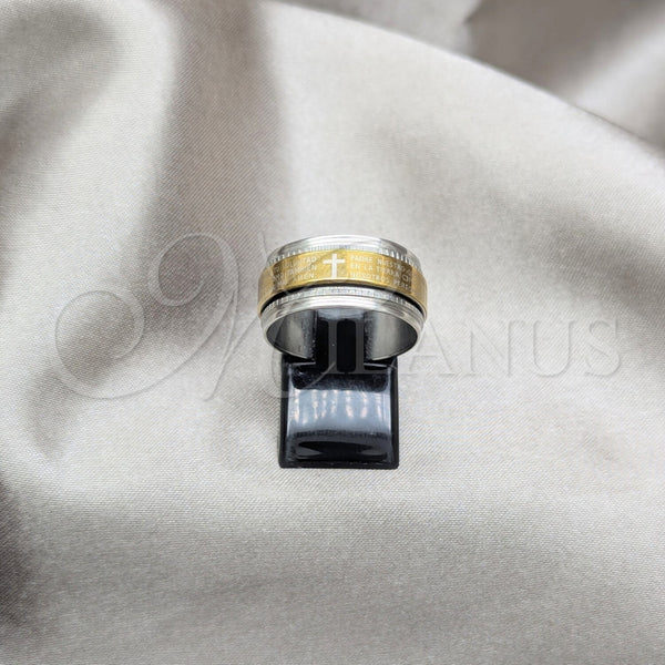 Anillo de Hombre 01.63.0642.09 Acero Inoxidable, Diseño de Cruz y Duplo, Pulido, Dos Tonos (Size 9)