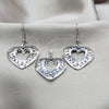 Juego de Arete y Dije de Adulto 10.63.0637 Acero Inoxidable, Diseño de Corazón, Pulido Blanco, Tono Plateado