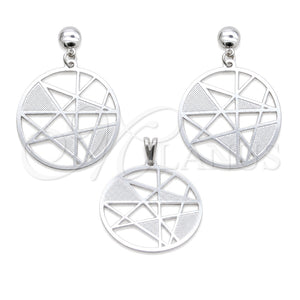 Juego de Arete y Dije de Adulto 10.63.0641 Acero Inoxidable, Diseño de Estrella, Pulido Blanco, Tono Plateado