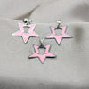 Juego de Arete y Dije de Adulto 10.63.0643 Acero Inoxidable, Diseño de Estrella, Esmaltado Rosado, Tono Plateado