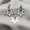 Juego de Arete y Dije de Adulto 10.63.0644 Acero Inoxidable, Diseño de Estrella, Esmaltado Blanco, Tono Plateado