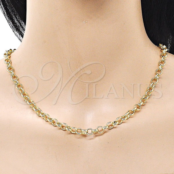Gargantilla Basica 04.213.0353.24 Oro Laminado, Diseño de Rolo, Pulido, Tono Dorado (Thickness, 24 Inches Length)