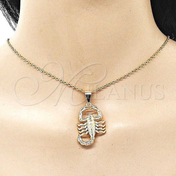 Dije Religioso 05.120.0096 Oro Laminado, Diseño de Escorpión, Pulido, Tono Dorado