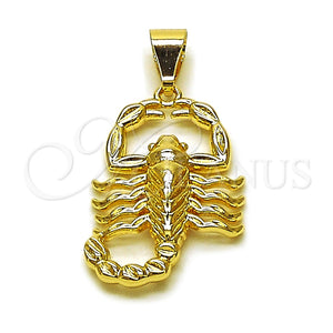 Dije Religioso 05.120.0096 Oro Laminado, Diseño de Escorpión, Pulido, Tono Dorado