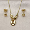 Juego de Arete y Dije de Adulto 10.341.0013 Oro Laminado, Diseño de Puff Mariner y Box, Pulido, Tono Dorado