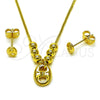 Juego de Arete y Dije de Adulto 10.341.0013 Oro Laminado, Diseño de Puff Mariner y Box, Pulido, Tono Dorado