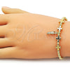 Pulsera Bolo Ajustable 03.341.0237.11 Oro Laminado, Diseño de San Judas y Cruz, Pulido, Tono Dorado (04 MM Thickness, 11 Inches Length)