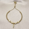 Pulsera Bolo Ajustable 03.341.0237.11 Oro Laminado, Diseño de San Judas y Cruz, Pulido, Tono Dorado (04 MM Thickness, 11 Inches Length)