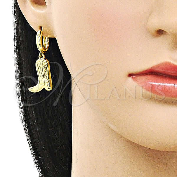 Arete Colgante 02.341.0251 Oro Laminado, Diseño de Zapato, Pulido, Tono Dorado