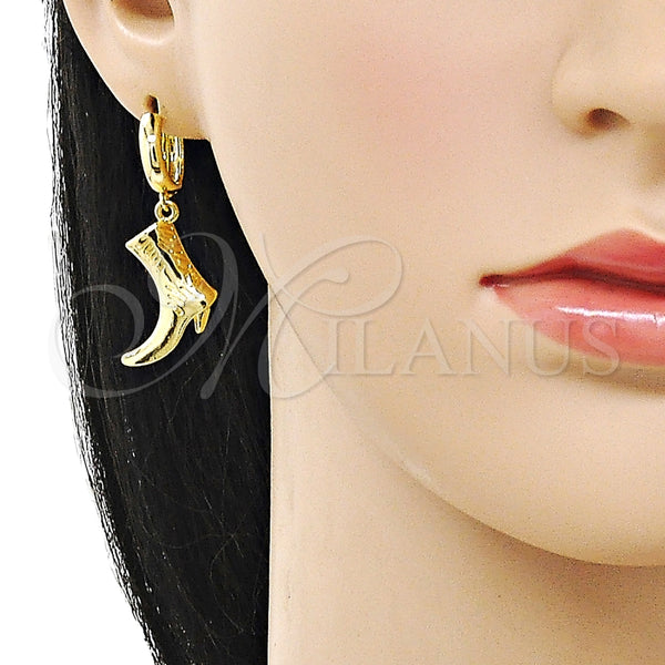 Arete Colgante 02.341.0253 Oro Laminado, Diseño de Zapato, Pulido, Tono Dorado