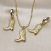 Juego de Arete y Dije de Adulto 10.341.0015 Oro Laminado, Diseño de Zapato, Pulido, Tono Dorado